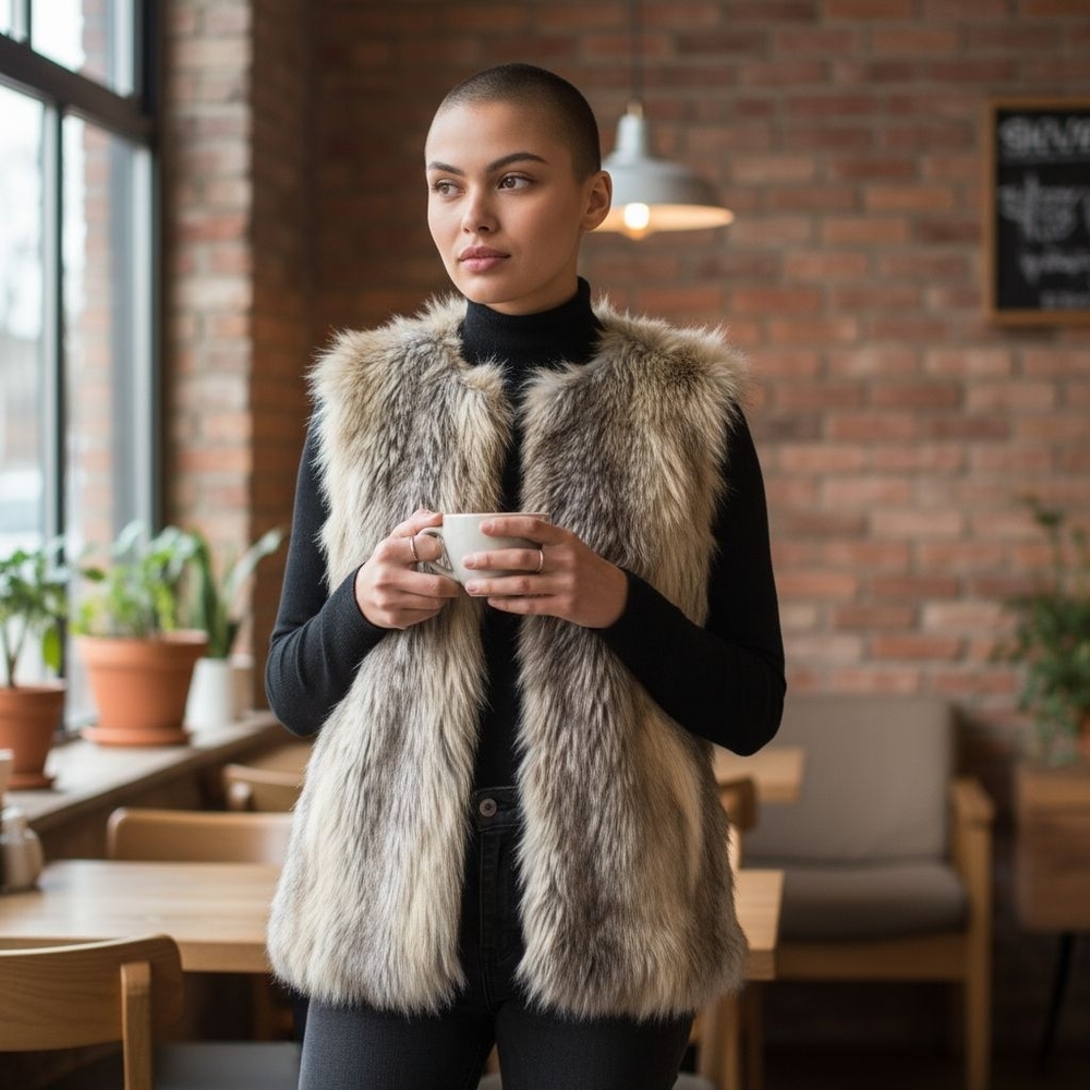 Xhilaration Stylish Faux Fur Vest XS